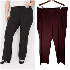 NWT Lane Bryant 4 Season Straight Mid Rise Dark Red Ponte Knit Pant 22 Work